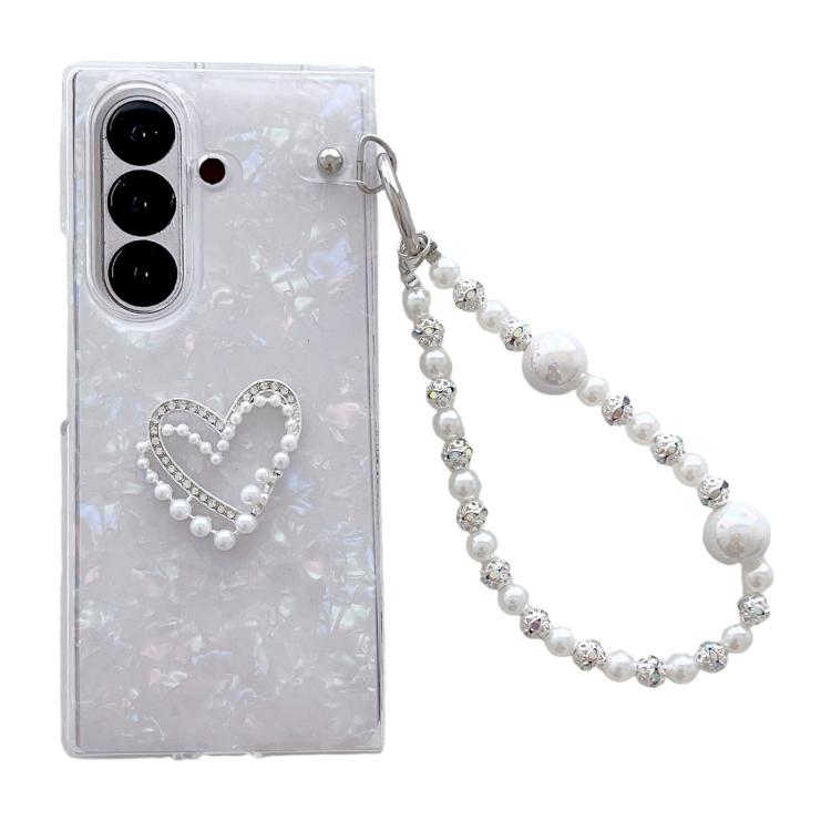 Custodia per telefono fai da te con motivo a conchiglia e braccialetto dell'amore, For Galaxy Z Fold8 Ultra 5G