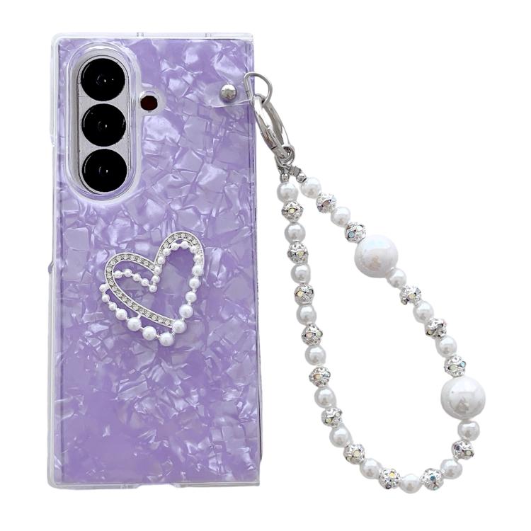 Custodia per telefono fai da te con motivo a conchiglia e braccialetto dell'amore, For Galaxy Z Fold8 Ultra 5G