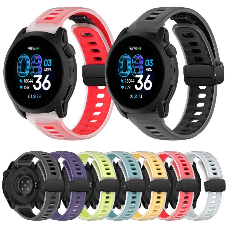Cinturino per orologio in silicone gel con fibbia magnetica pieghevole nera., For COROS PACE 4
