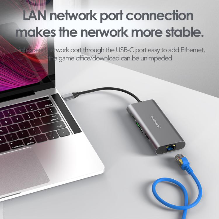 Blueendless HC801 Hub multiporta 8 in 1 da 100 W PD 4K HDMI USB 3.0 USB-C