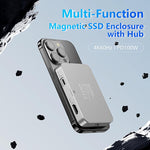 Box esterno magnetico per SSD NVMe Blueendless M3HD 3 in 1 con hub USB-C da 10 Gbps e risoluzione 4K.