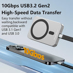 Box esterno magnetico per SSD NVMe Blueendless M3HD 3 in 1 con hub USB-C da 10 Gbps e risoluzione 4K.