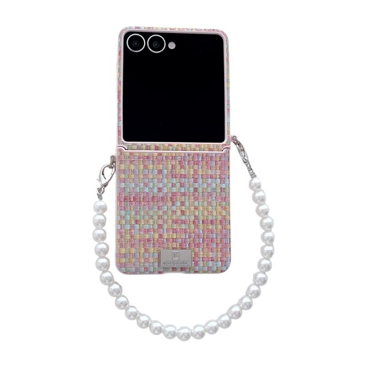 Custodia per telefono con motivo a intreccio fantasy in stile targhetta, con cinturino da polso., For Galaxy Z Flip8 5G