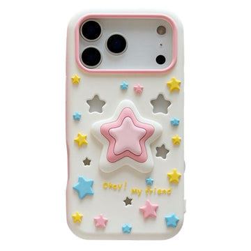 Custodia per telefono in silicone a forma di stella cava e premibile, For iPhone 18 Pro / 17 Pro, For iPhone 18 Pro Max / 17 Pro Max, For iPhone 17, For iPhone 16 Pro Max, For iPhone 16 Pro, For iPhone 16 Plus, For iPhone 16, For iPhone 15 Pro Max     ...