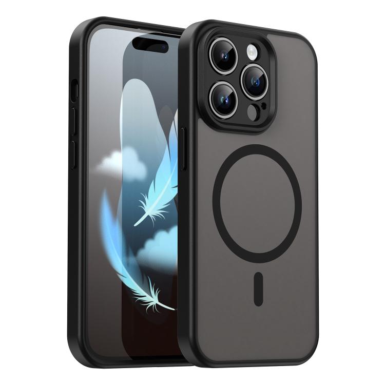 Custodia per telefono magnetica ibrida in PC TPU traslucido satinato con foro per fotocamera di precisione della serie Fanying, For iPhone 14, For iPhone 14 Pro