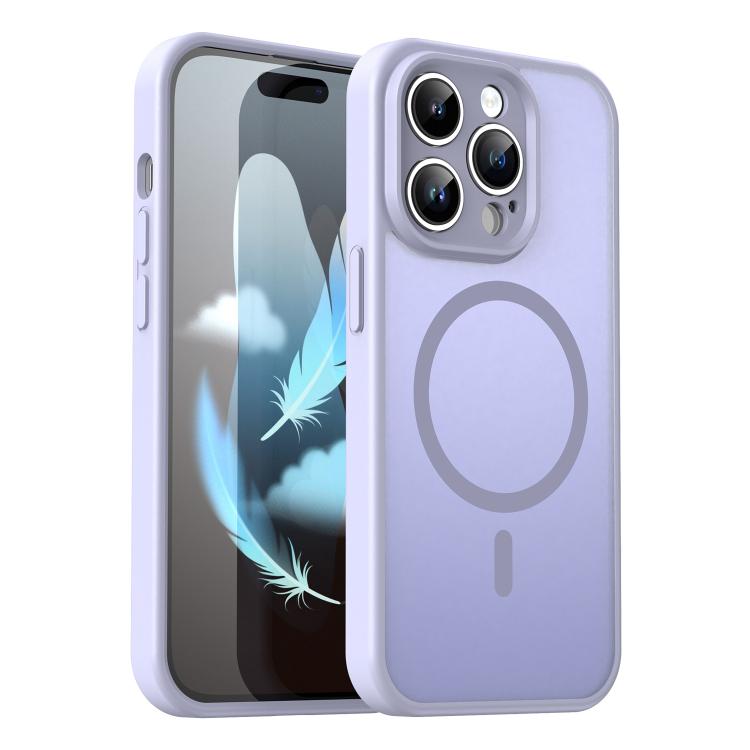Custodia per telefono magnetica ibrida in PC TPU traslucido satinato con foro per fotocamera di precisione della serie Fanying, For iPhone 14, For iPhone 14 Pro