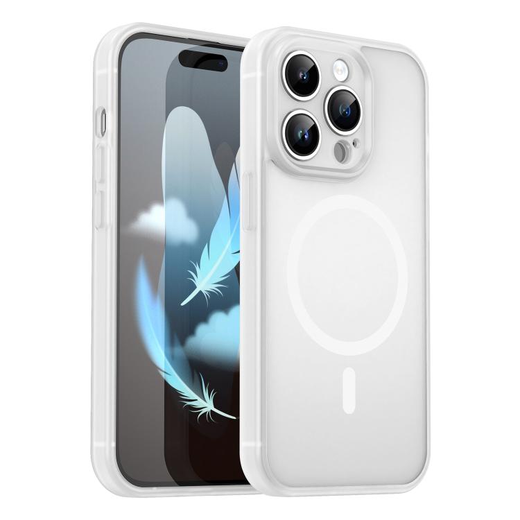 Custodia per telefono magnetica ibrida in PC TPU traslucido satinato con foro per fotocamera di precisione della serie Fanying, For iPhone 14, For iPhone 14 Pro