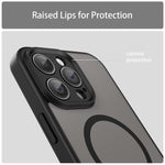 Custodia per telefono magnetica ibrida in PC TPU traslucido satinato con foro per fotocamera di precisione della serie Fanying, For iPhone 14 Pro Max, For iPhone 13 Pro Max