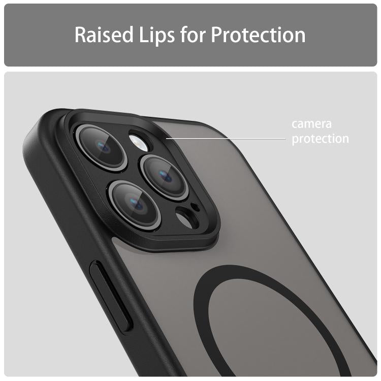Custodia per telefono magnetica ibrida in PC TPU traslucido satinato con foro per fotocamera di precisione della serie Fanying, For iPhone 14 Pro Max, For iPhone 13 Pro Max