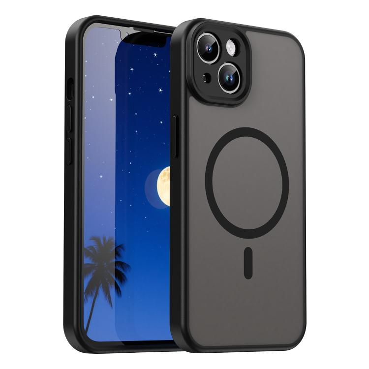 Custodia per telefono magnetica ibrida in PC TPU traslucido satinato con foro per fotocamera di precisione della serie Fanying, For iPhone 14, For iPhone 14 Pro