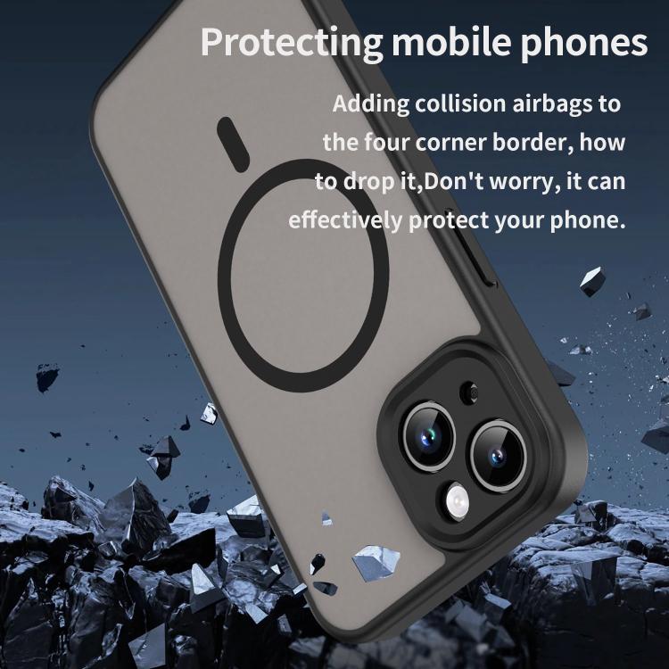 Custodia per telefono magnetica ibrida in PC TPU traslucido satinato con foro per fotocamera di precisione della serie Fanying, For iPhone 14, For iPhone 14 Pro