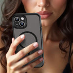 Custodia per telefono magnetica ibrida in PC TPU traslucido satinato con foro per fotocamera di precisione della serie Fanying, For iPhone 14, For iPhone 14 Pro