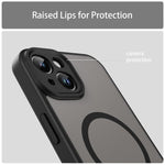 Custodia per telefono magnetica ibrida in PC TPU traslucido satinato con foro per fotocamera di precisione della serie Fanying, For iPhone 14, For iPhone 14 Pro