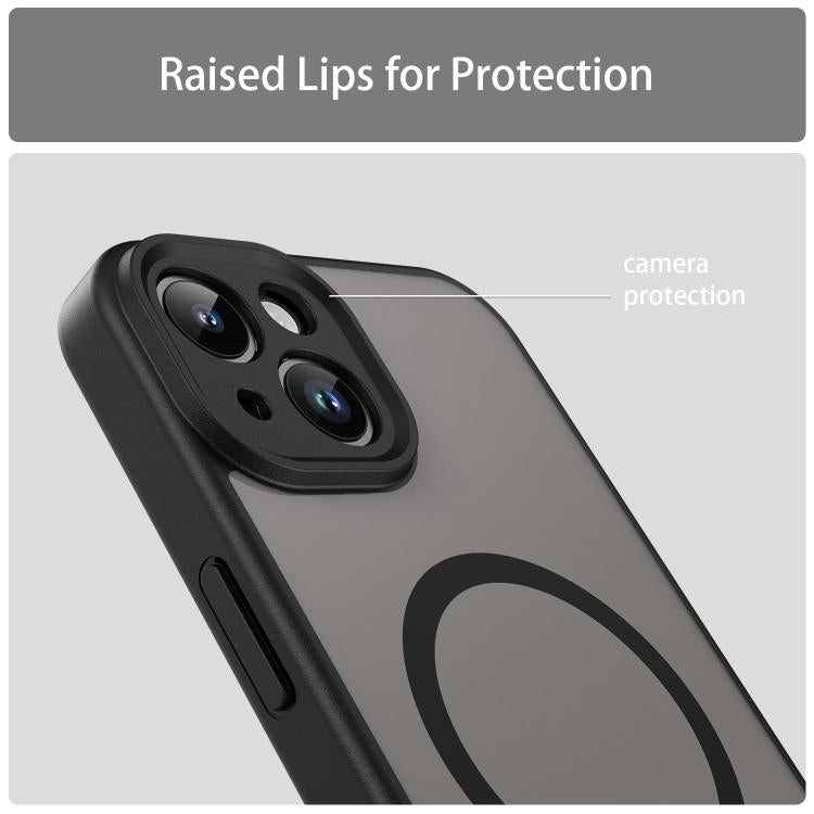 Custodia per telefono magnetica ibrida in PC TPU traslucido satinato con foro per fotocamera di precisione della serie Fanying, For iPhone 14, For iPhone 14 Pro