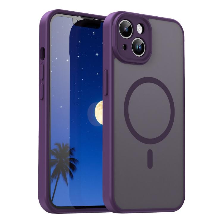Custodia per telefono magnetica ibrida in PC TPU traslucido satinato con foro per fotocamera di precisione della serie Fanying, For iPhone 14, For iPhone 14 Pro