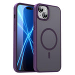 Custodia per telefono magnetica ibrida in PC TPU traslucido satinato con foro per fotocamera di precisione della serie Fanying, For iPhone 15, For iPhone 14 Plus