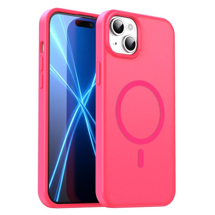 Custodia per telefono magnetica ibrida in PC TPU traslucido satinato con foro per fotocamera di precisione della serie Fanying, For iPhone 15, For iPhone 14 Plus