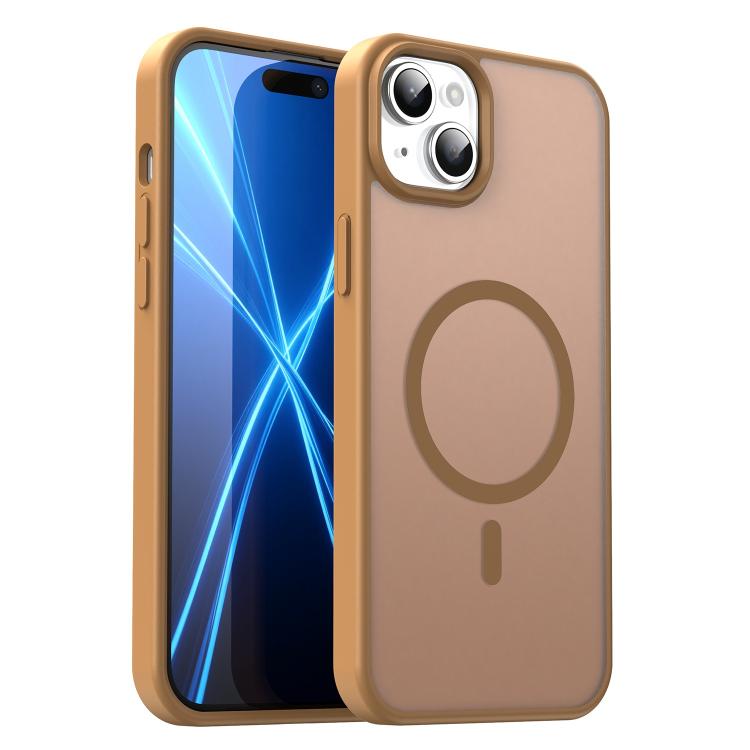 Custodia per telefono magnetica ibrida in PC TPU traslucido satinato con foro per fotocamera di precisione della serie Fanying, For iPhone 15, For iPhone 14 Plus