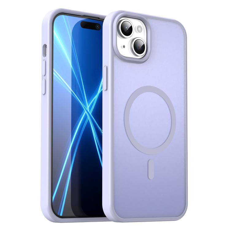 Custodia per telefono magnetica ibrida in PC TPU traslucido satinato con foro per fotocamera di precisione della serie Fanying, For iPhone 15 Pro, For iPhone 15 Plus