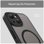 Custodia per telefono magnetica ibrida in PC TPU traslucido satinato con foro per fotocamera di precisione della serie Fanying, For iPhone 15, For iPhone 14 Plus