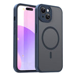 Custodia per telefono magnetica ibrida in PC TPU traslucido satinato con foro per fotocamera di precisione della serie Fanying, For iPhone 15, For iPhone 14 Plus