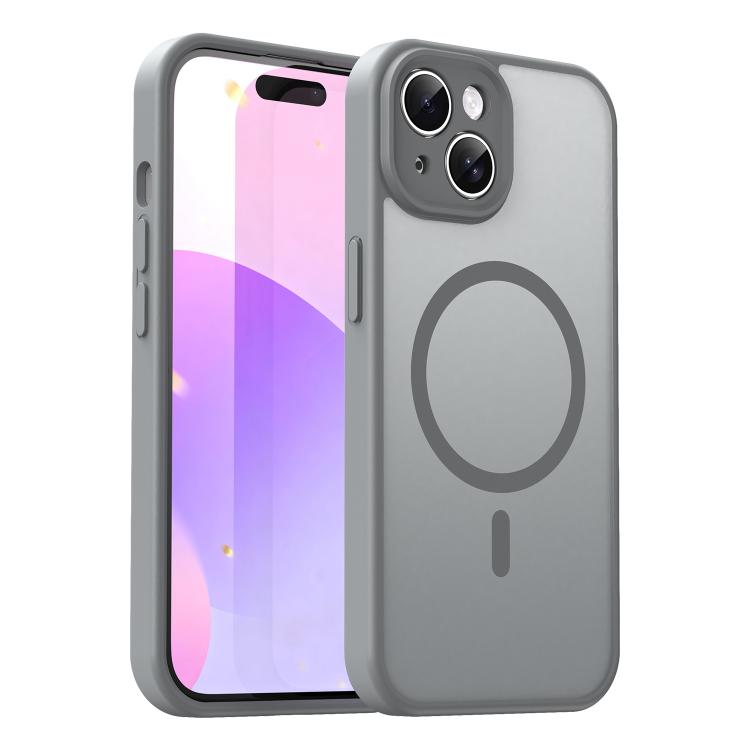 Custodia per telefono magnetica ibrida in PC TPU traslucido satinato con foro per fotocamera di precisione della serie Fanying, For iPhone 15, For iPhone 14 Plus