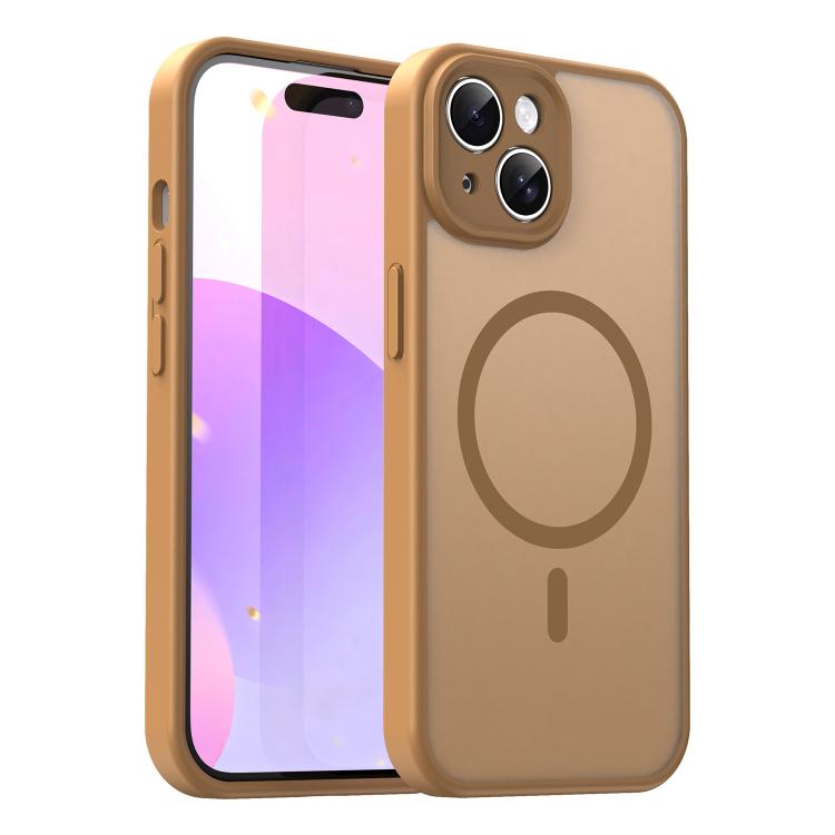 Custodia per telefono magnetica ibrida in PC TPU traslucido satinato con foro per fotocamera di precisione della serie Fanying, For iPhone 15, For iPhone 14 Plus