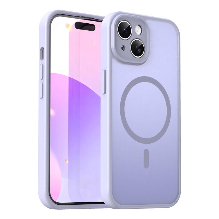 Custodia per telefono magnetica ibrida in PC TPU traslucido satinato con foro per fotocamera di precisione della serie Fanying, For iPhone 15, For iPhone 14 Plus
