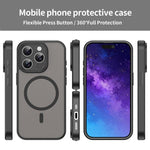 Custodia per telefono magnetica ibrida in PC TPU traslucido satinato con foro per fotocamera di precisione della serie Fanying, For iPhone 15 Pro, For iPhone 15 Plus
