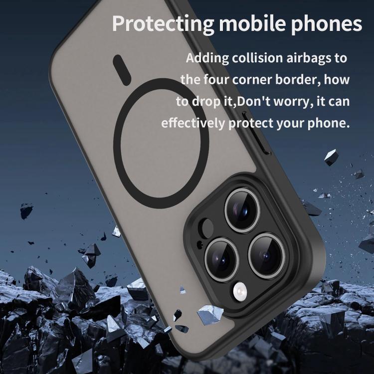 Custodia per telefono magnetica ibrida in PC TPU traslucido satinato con foro per fotocamera di precisione della serie Fanying, For iPhone 15 Pro, For iPhone 15 Plus