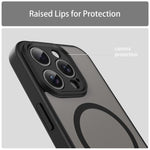Custodia per telefono magnetica ibrida in PC TPU traslucido satinato con foro per fotocamera di precisione della serie Fanying, For iPhone 15 Pro, For iPhone 15 Plus