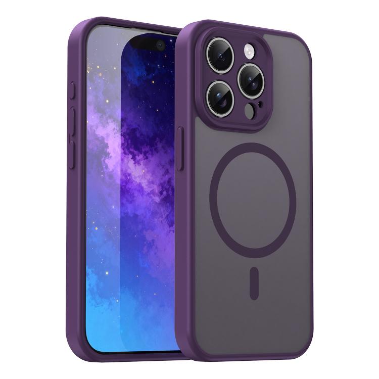 Custodia per telefono magnetica ibrida in PC TPU traslucido satinato con foro per fotocamera di precisione della serie Fanying, For iPhone 15 Pro, For iPhone 15 Plus