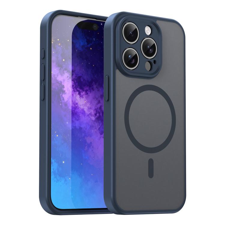 Custodia per telefono magnetica ibrida in PC TPU traslucido satinato con foro per fotocamera di precisione della serie Fanying, For iPhone 15 Pro, For iPhone 15 Plus