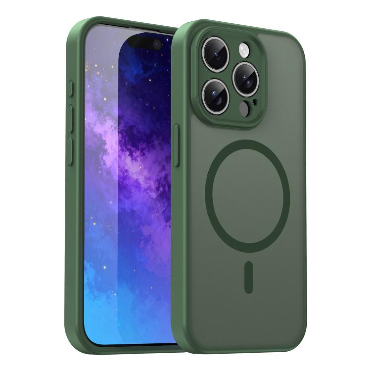 Custodia per telefono magnetica ibrida in PC TPU traslucido satinato con foro per fotocamera di precisione della serie Fanying, For iPhone 15 Pro, For iPhone 15 Plus