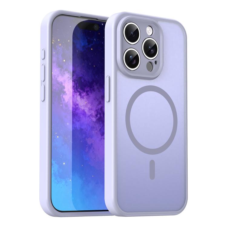 Custodia per telefono magnetica ibrida in PC TPU traslucido satinato con foro per fotocamera di precisione della serie Fanying, For iPhone 15 Pro, For iPhone 15 Plus