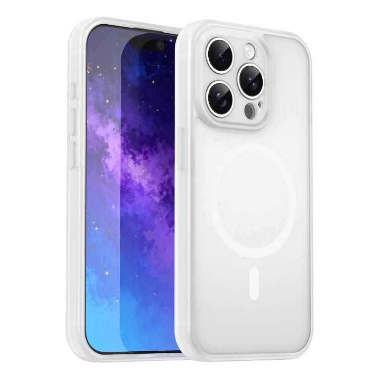 Custodia per telefono magnetica ibrida in PC TPU traslucido satinato con foro per fotocamera di precisione della serie Fanying, For iPhone 15 Pro, For iPhone 15 Plus