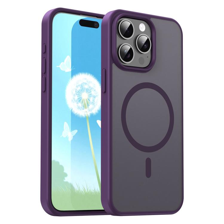 Custodia per telefono magnetica ibrida in PC TPU traslucido satinato con foro per fotocamera di precisione della serie Fanying, For iPhone 16, For iPhone 15 Pro Max