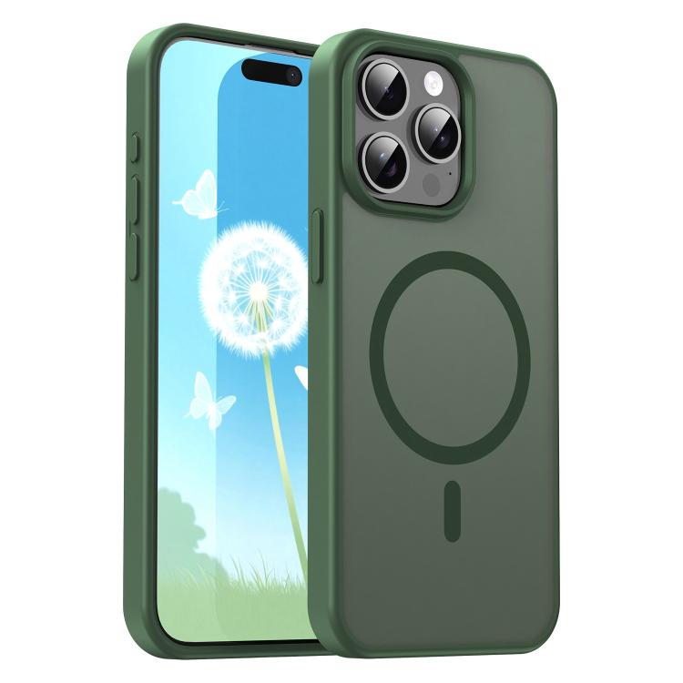 Custodia per telefono magnetica ibrida in PC TPU traslucido satinato con foro per fotocamera di precisione della serie Fanying, For iPhone 16, For iPhone 15 Pro Max