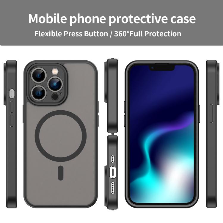 Custodia per telefono magnetica ibrida in PC TPU traslucido satinato con foro per fotocamera di precisione della serie Fanying, For iPhone 13 Pro, For iPhone 13