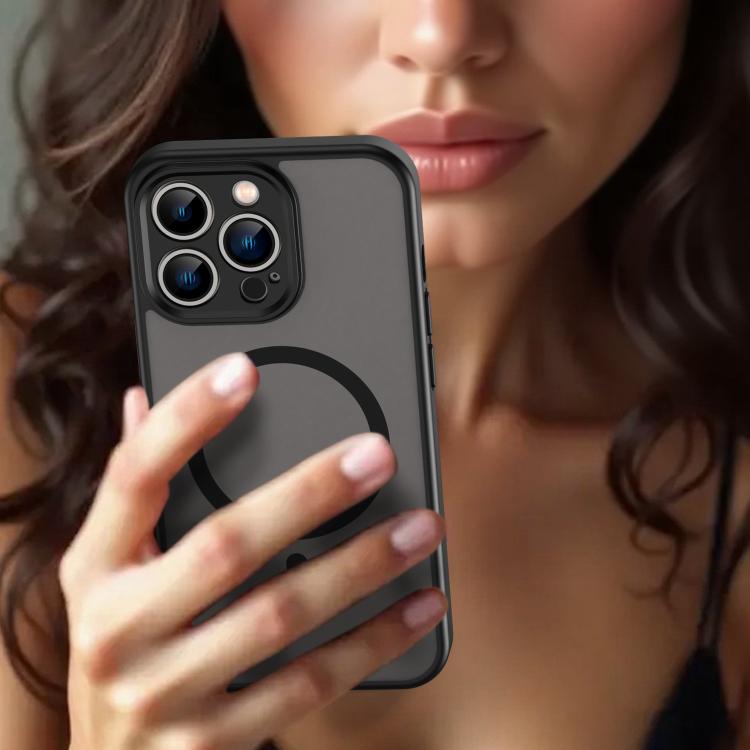 Custodia per telefono magnetica ibrida in PC TPU traslucido satinato con foro per fotocamera di precisione della serie Fanying, For iPhone 13 Pro, For iPhone 13