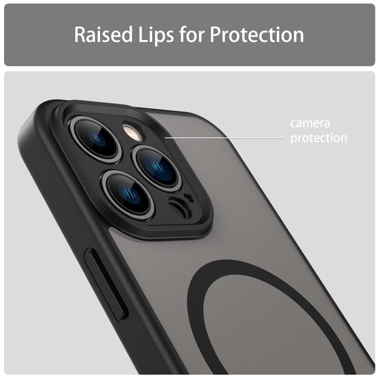 Custodia per telefono magnetica ibrida in PC TPU traslucido satinato con foro per fotocamera di precisione della serie Fanying, For iPhone 13 Pro, For iPhone 13