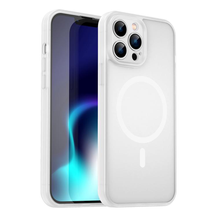 Custodia per telefono magnetica ibrida in PC TPU traslucido satinato con foro per fotocamera di precisione della serie Fanying, For iPhone 14 Pro Max, For iPhone 13 Pro Max