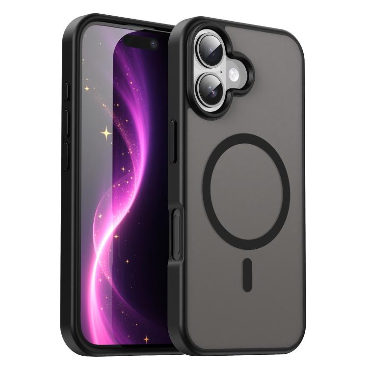 Custodia per telefono magnetica ibrida in PC TPU traslucido satinato con foro per fotocamera di precisione della serie Fanying, For iPhone 16, For iPhone 15 Pro Max