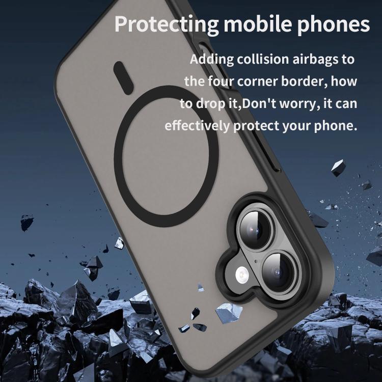 Custodia per telefono magnetica ibrida in PC TPU traslucido satinato con foro per fotocamera di precisione della serie Fanying, For iPhone 16, For iPhone 15 Pro Max
