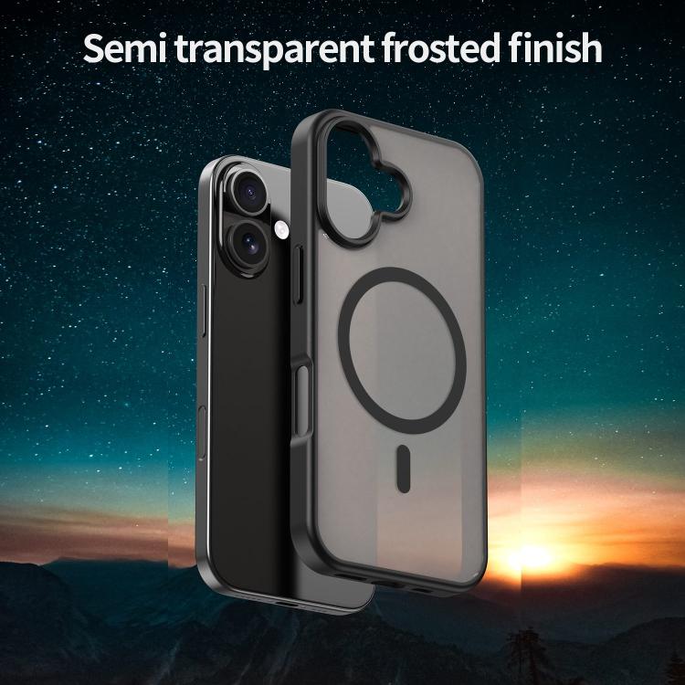 Custodia per telefono magnetica ibrida in PC TPU traslucido satinato con foro per fotocamera di precisione della serie Fanying, For iPhone 16, For iPhone 15 Pro Max