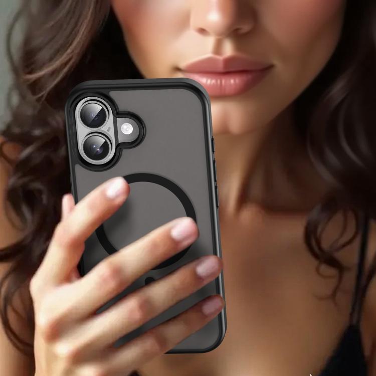 Custodia per telefono magnetica ibrida in PC TPU traslucido satinato con foro per fotocamera di precisione della serie Fanying, For iPhone 16, For iPhone 15 Pro Max