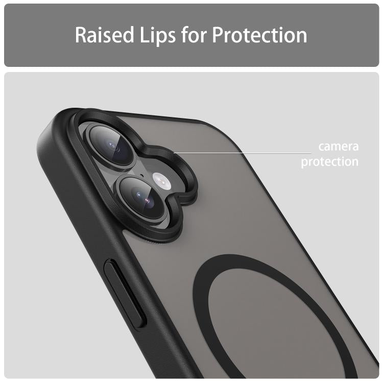 Custodia per telefono magnetica ibrida in PC TPU traslucido satinato con foro per fotocamera di precisione della serie Fanying, For iPhone 16, For iPhone 15 Pro Max