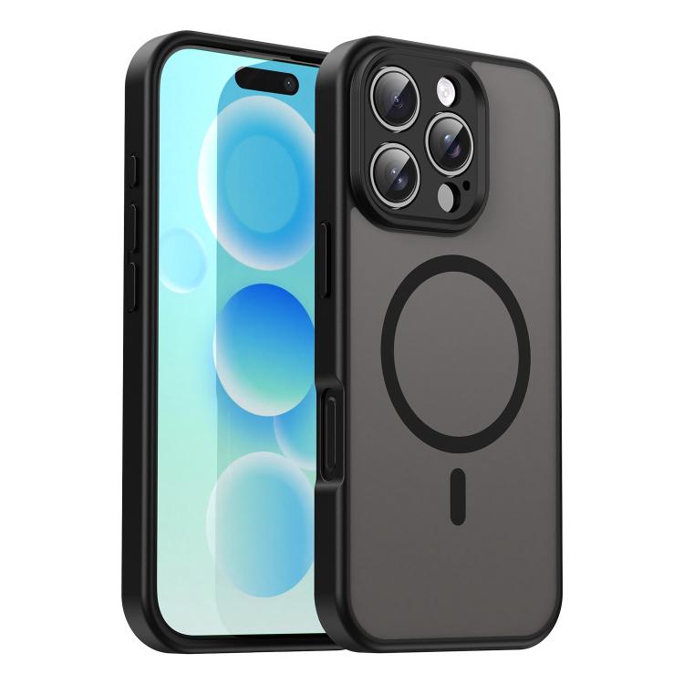 Custodia per telefono magnetica ibrida in PC TPU traslucido satinato con foro per fotocamera di precisione della serie Fanying, For iPhone 16 Pro, For iPhone 16 Plus