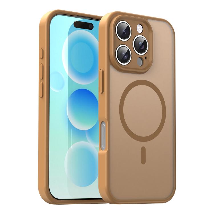 Custodia per telefono magnetica ibrida in PC TPU traslucido satinato con foro per fotocamera di precisione della serie Fanying, For iPhone 16 Pro, For iPhone 16 Plus