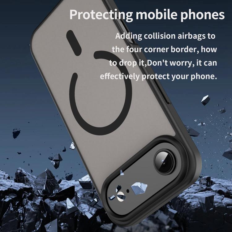 Custodia per telefono magnetica ibrida in PC TPU traslucido satinato con foro per fotocamera di precisione della serie Fanying, For iPhone Air, For iPhone 16 Pro Max